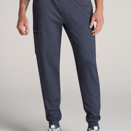 Utility Fleece Cargo Joggers for Tall Men in Evening Blue Mix